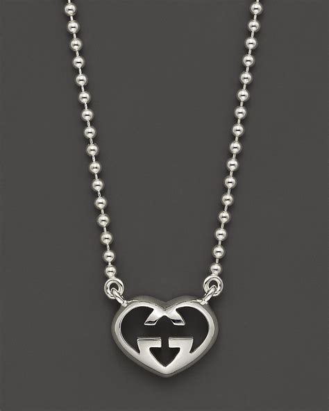 gucci sterling silver heart necklace